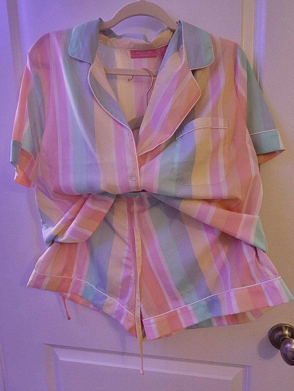 Pastel Striped Women's Pajama Set - Size L